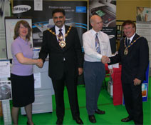 Ken and Christine with Saeed Akthar, Mayor of Huntingdon and St Ives Councillor, John Davies